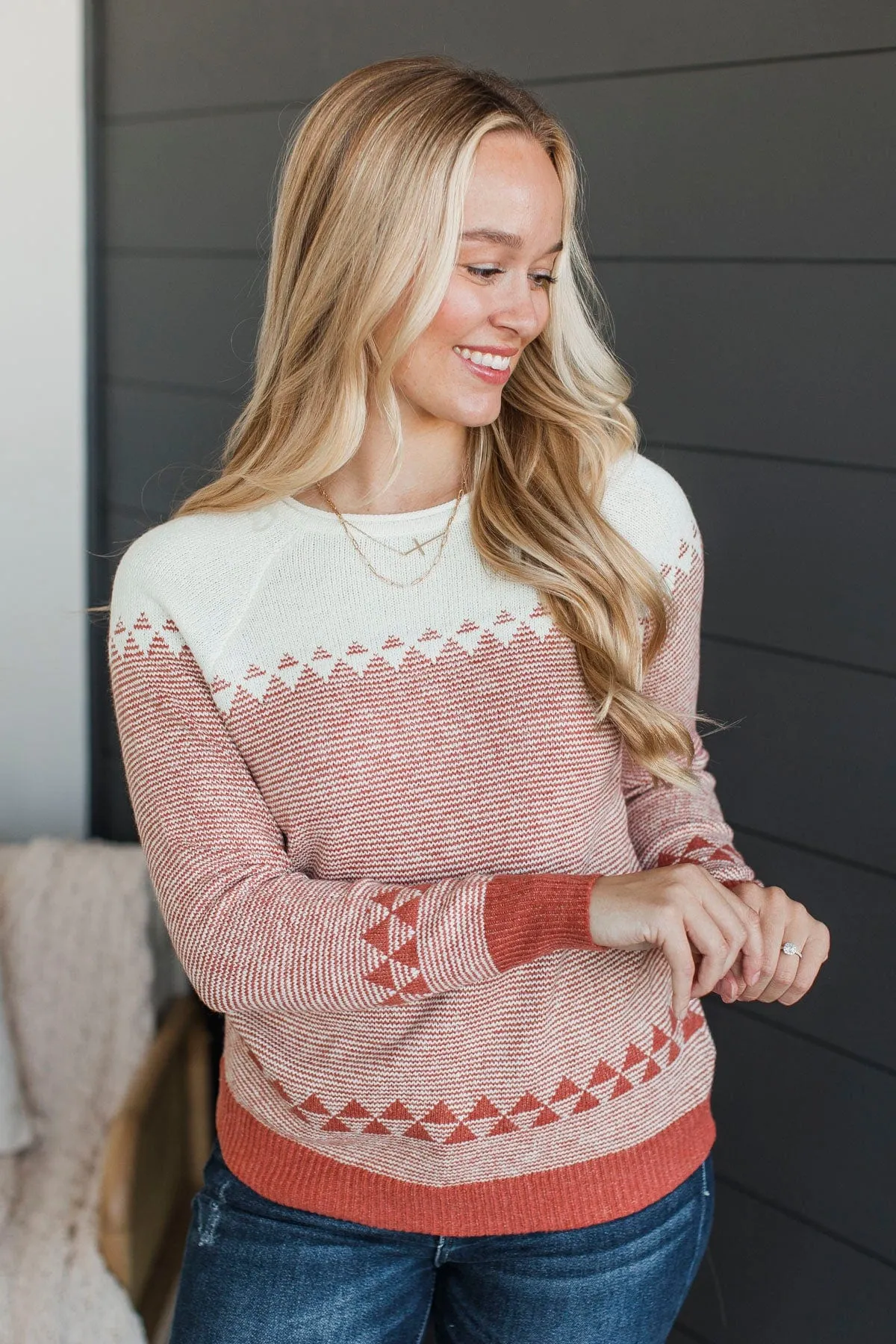 Stay Here Awhile Knit Sweater- Light Rust