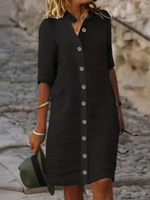 Stella - Elegant casual women's midi button-down dress
