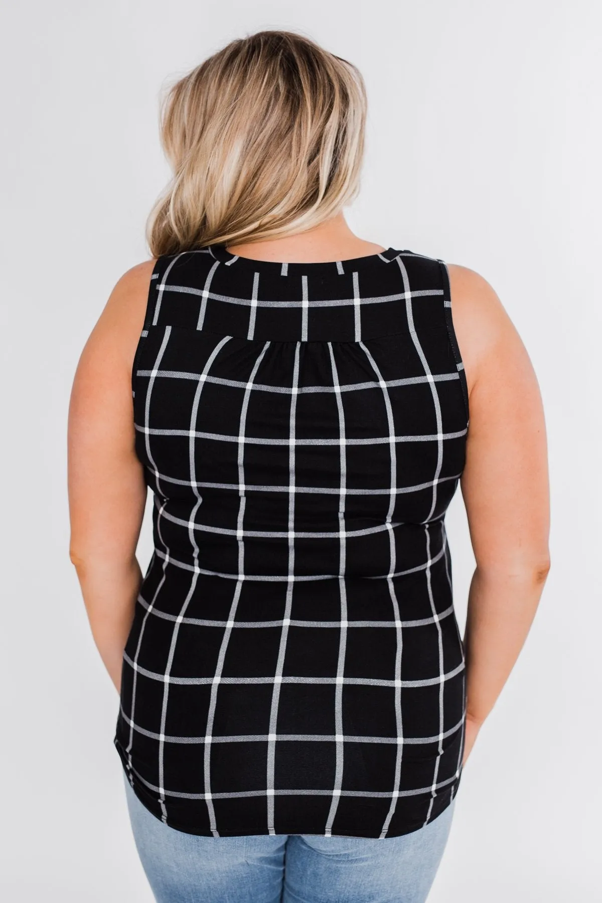 Step to the Beat Graph Striped Tank Top- Black