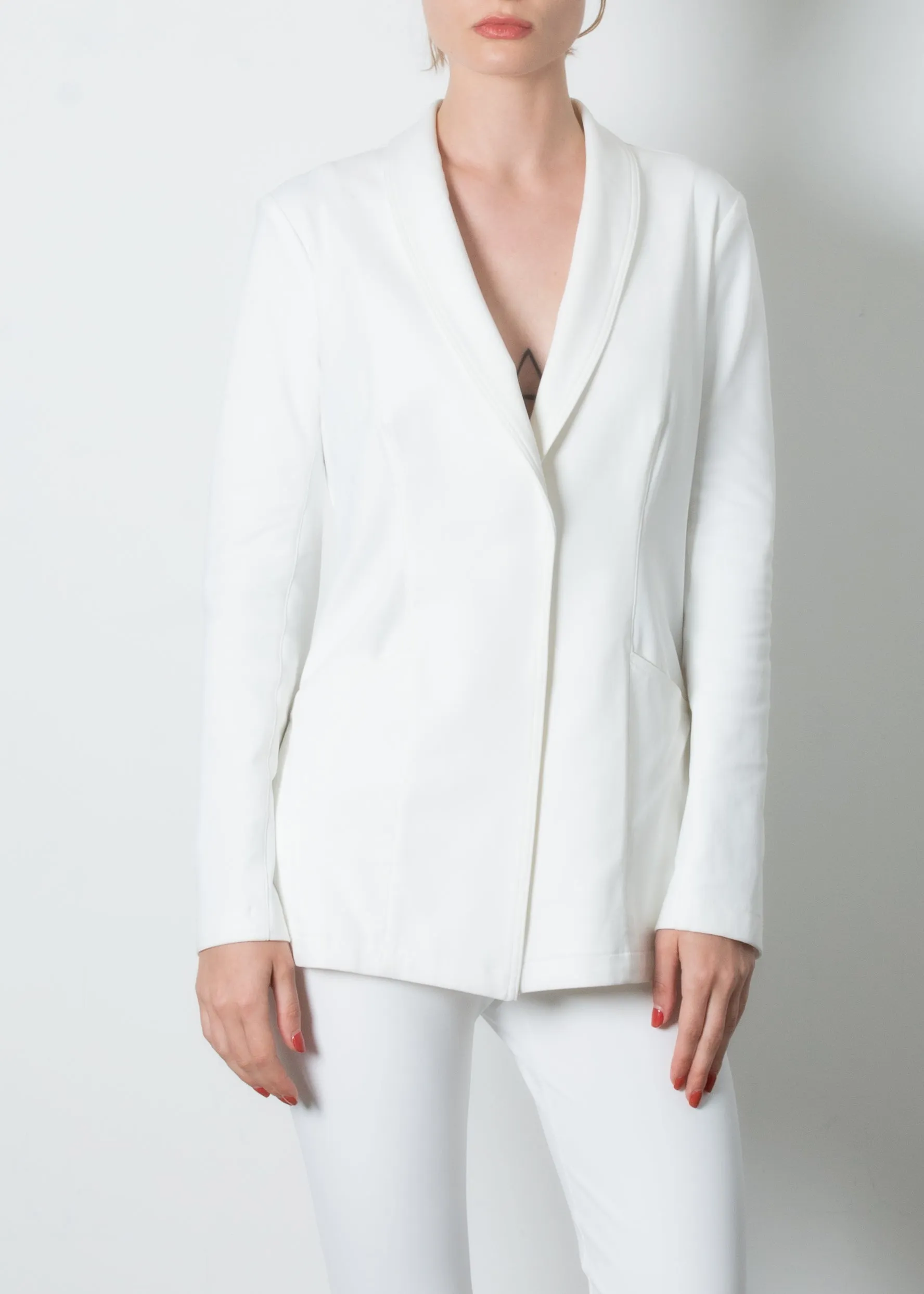 Stretch Shawl Collar Blazer with Zipper - TAMARA CORE