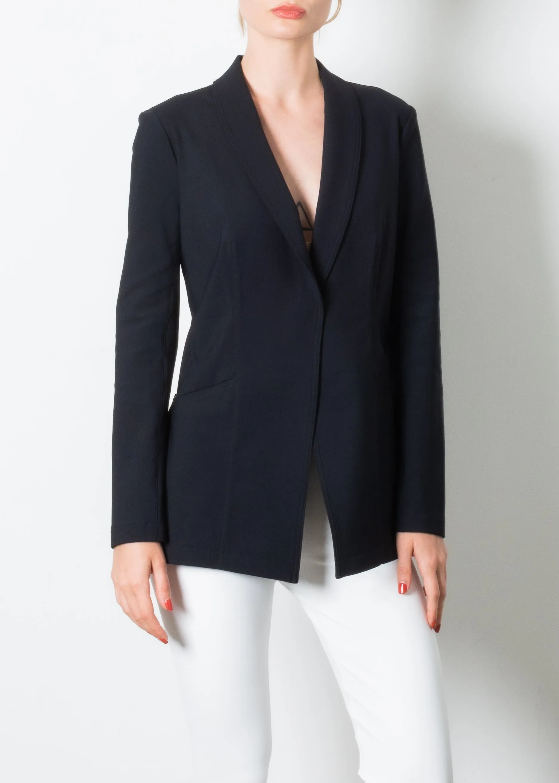 Stretch Shawl Collar Blazer with Zipper - TAMARA CORE