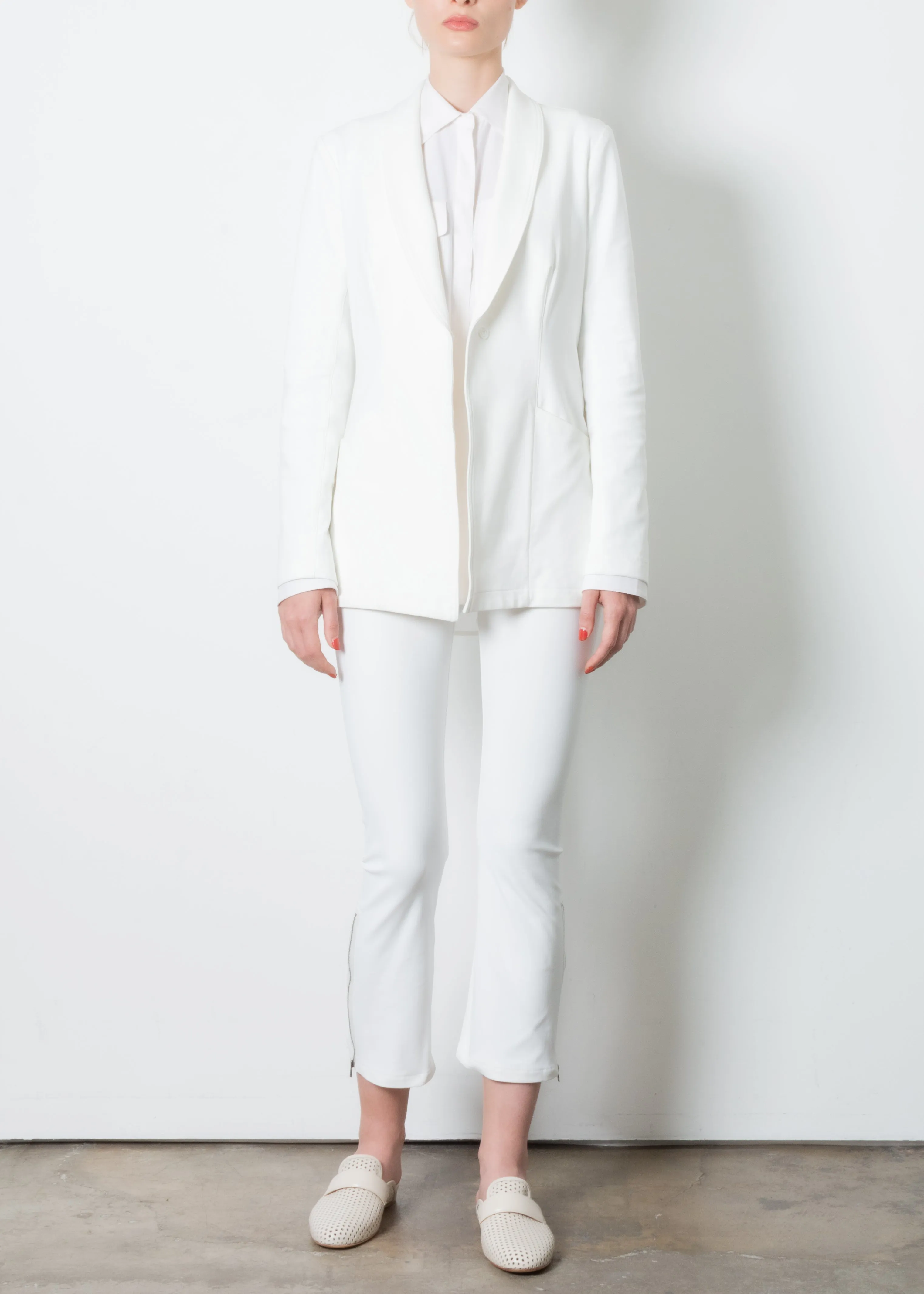 Stretch Shawl Collar Blazer with Zipper - TAMARA CORE