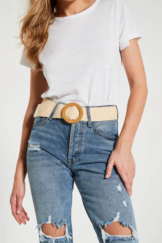 Stretchy Rattan Belt - Natural