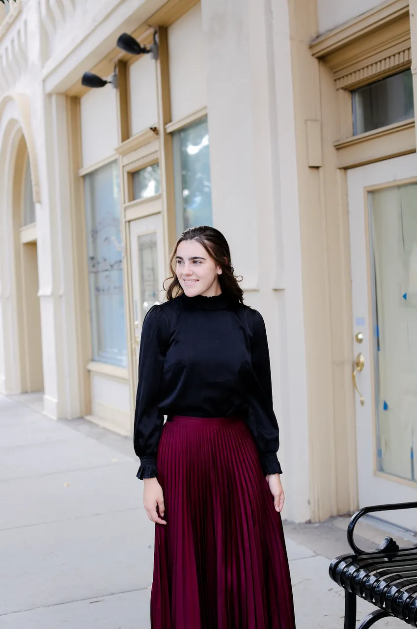 Striking in Satin Blouse