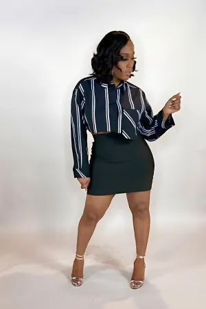 STRIPED CROP BUTTON UP