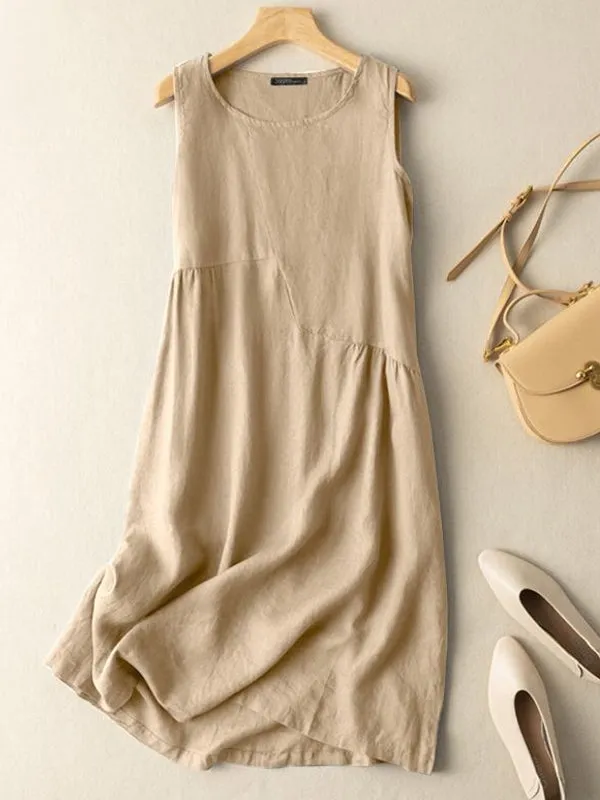 Summer Daily Casual Sleeveless Solid Dresses