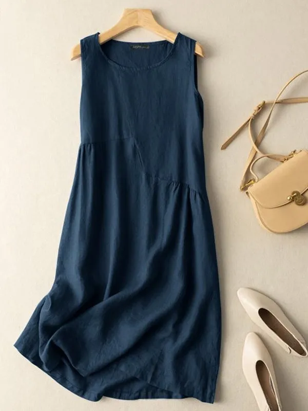 Summer Daily Casual Sleeveless Solid Dresses