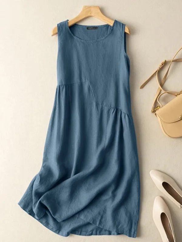 Summer Daily Casual Sleeveless Solid Dresses