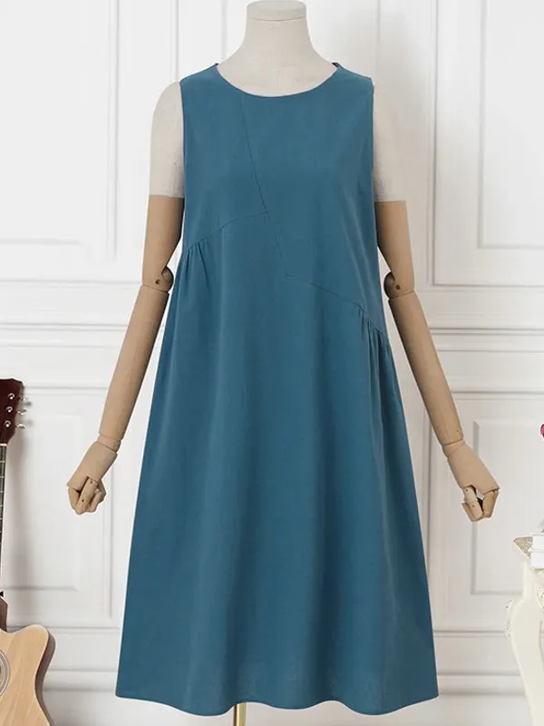 Summer Daily Casual Sleeveless Solid Dresses