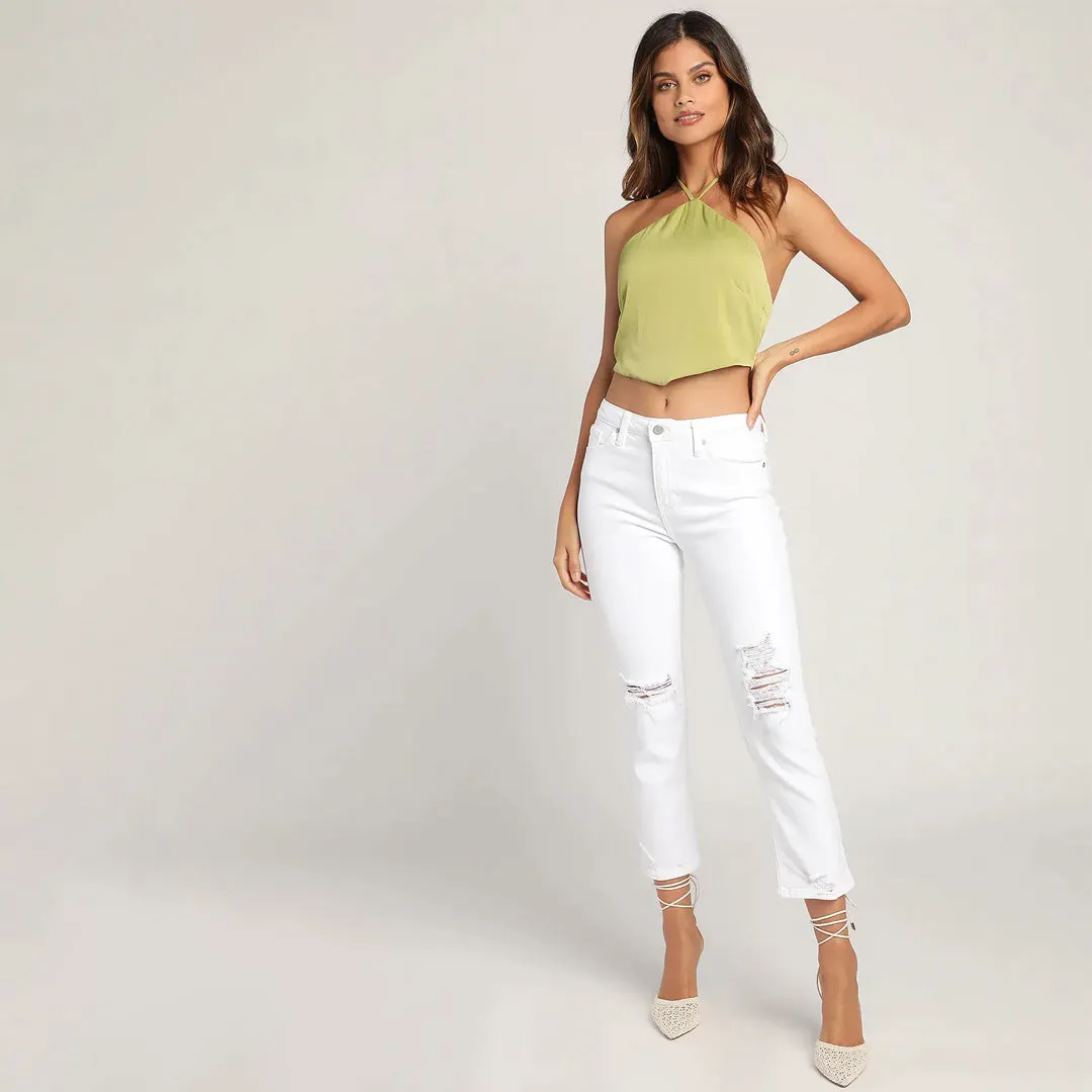 Summer Outings Light Green Halter Tie-Back Sleeveless Top