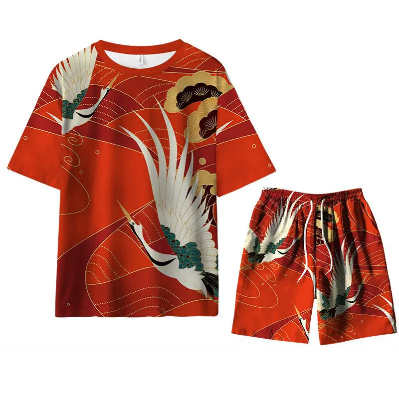 Sunset Crane Shirt Pants Set (30% OFF)