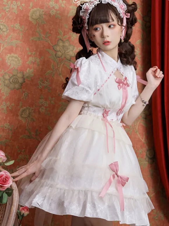 Sweet Lolita Dress Polyester Short Sleeves Dress