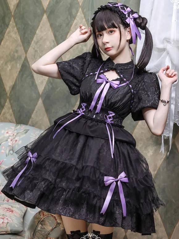 Sweet Lolita Dress Polyester Short Sleeves Dress
