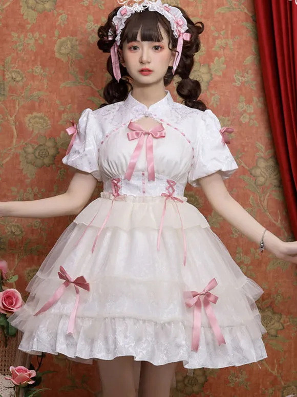 Sweet Lolita Dress Polyester Short Sleeves Dress