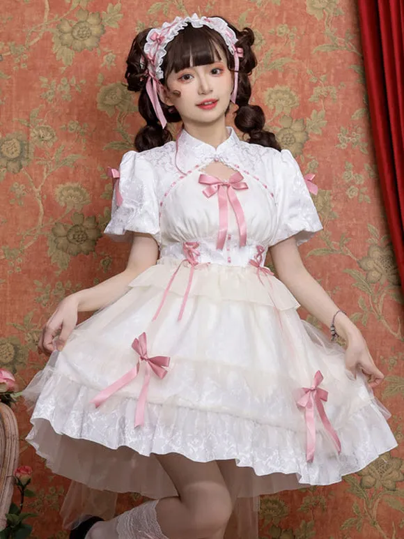 Sweet Lolita Dress Polyester Short Sleeves Dress