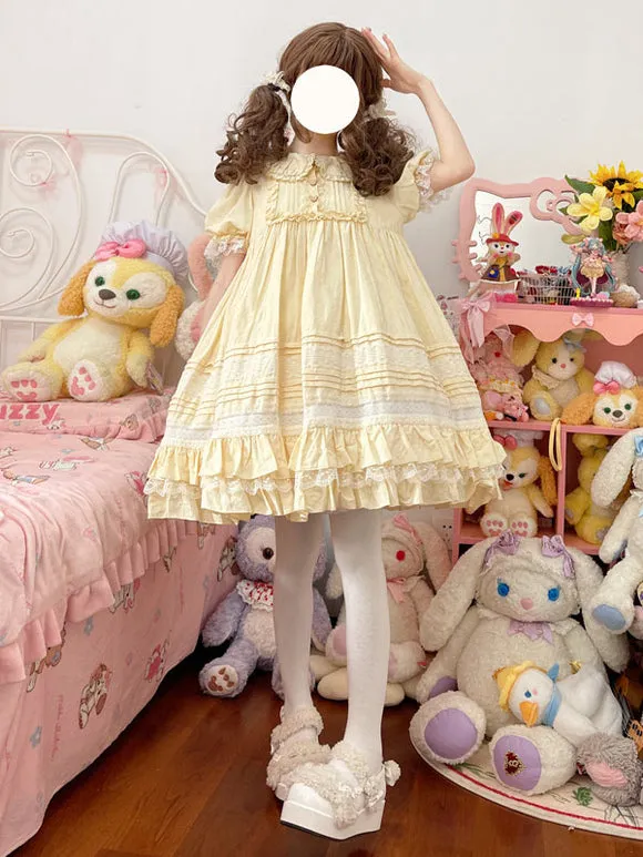 Sweet Lolita Dress Polyester Short Sleeves Sweet Dress