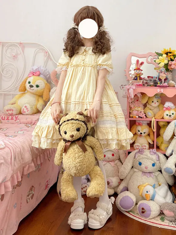 Sweet Lolita Dress Polyester Short Sleeves Sweet Dress