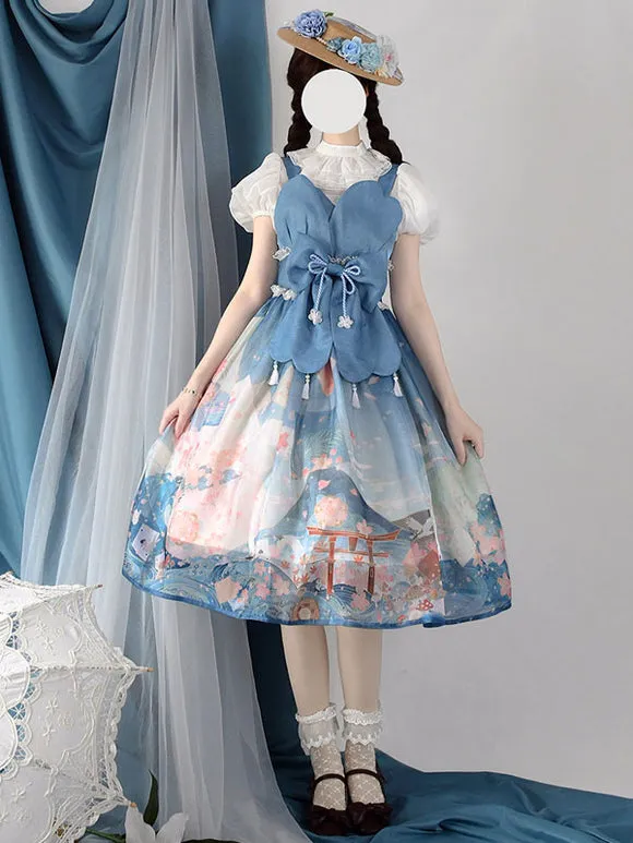 Sweet Lolita Dress Polyester Sleeveless Jumper Dress
