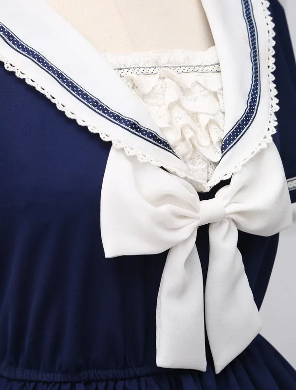 Sweet Lolita Dress Sailor Style Girl Asibuto Penta OP Lolita One Piece Dress 