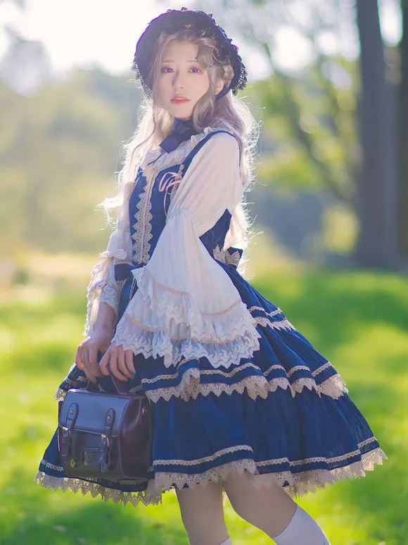 Sweet Lolita JSK Dress Sleeveless Lace Bowknot Red Lolita Jumper Skirt