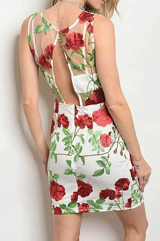 TANYA CROCHET MESH FLORAL DRESS