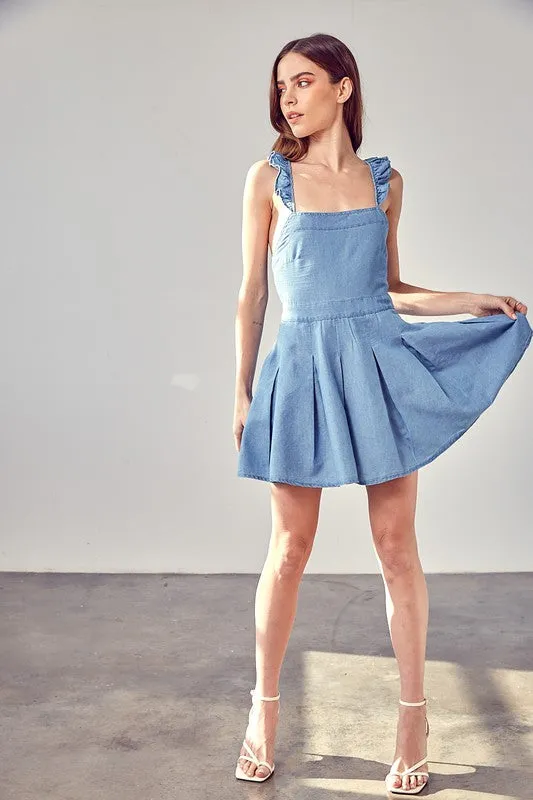 TATI A LINE OPEN CROSS BACK MINI DRESS