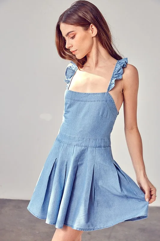 TATI A LINE OPEN CROSS BACK MINI DRESS
