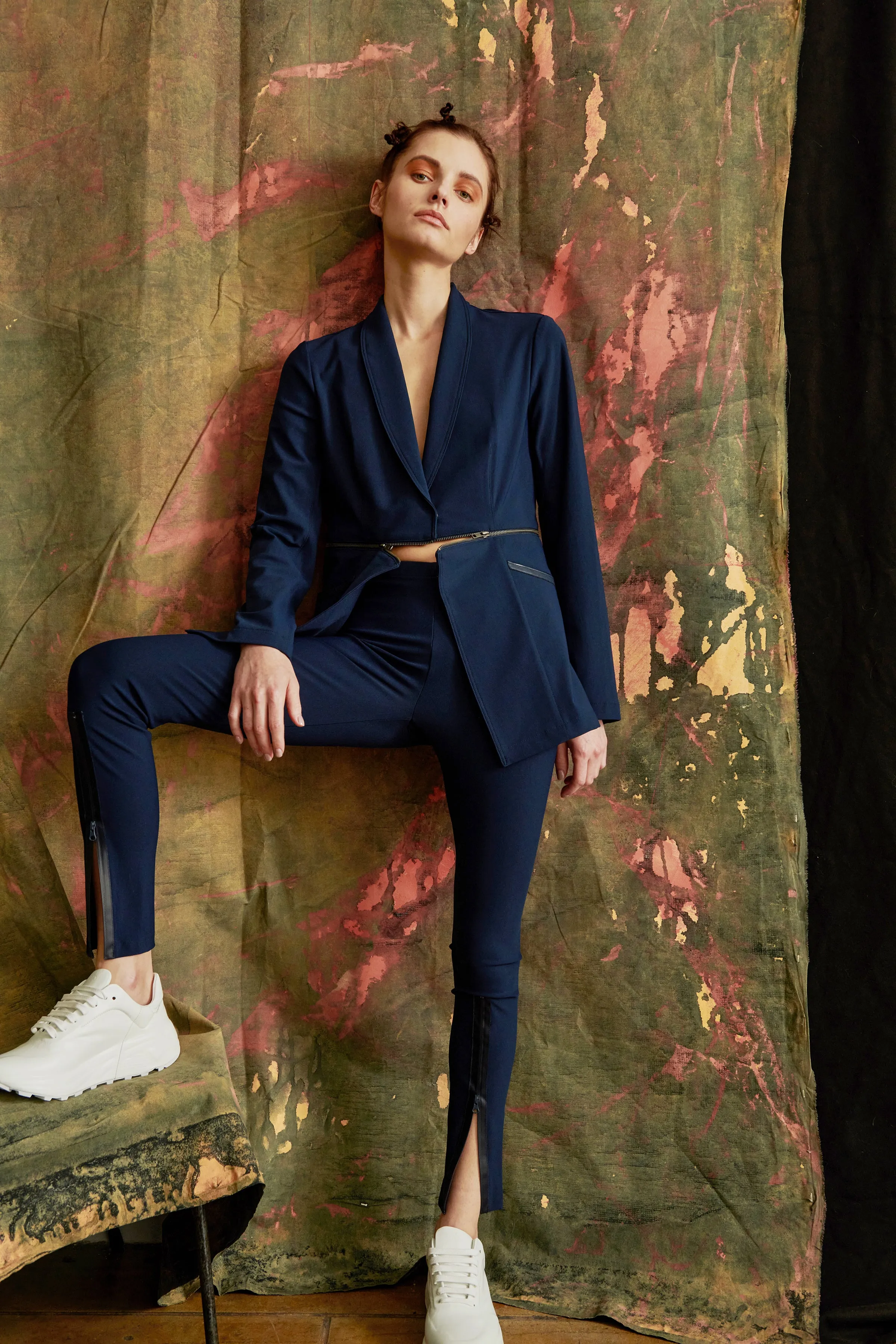 Tech Stretch Shawl Collar Zip Off Blazer - THUNDRA