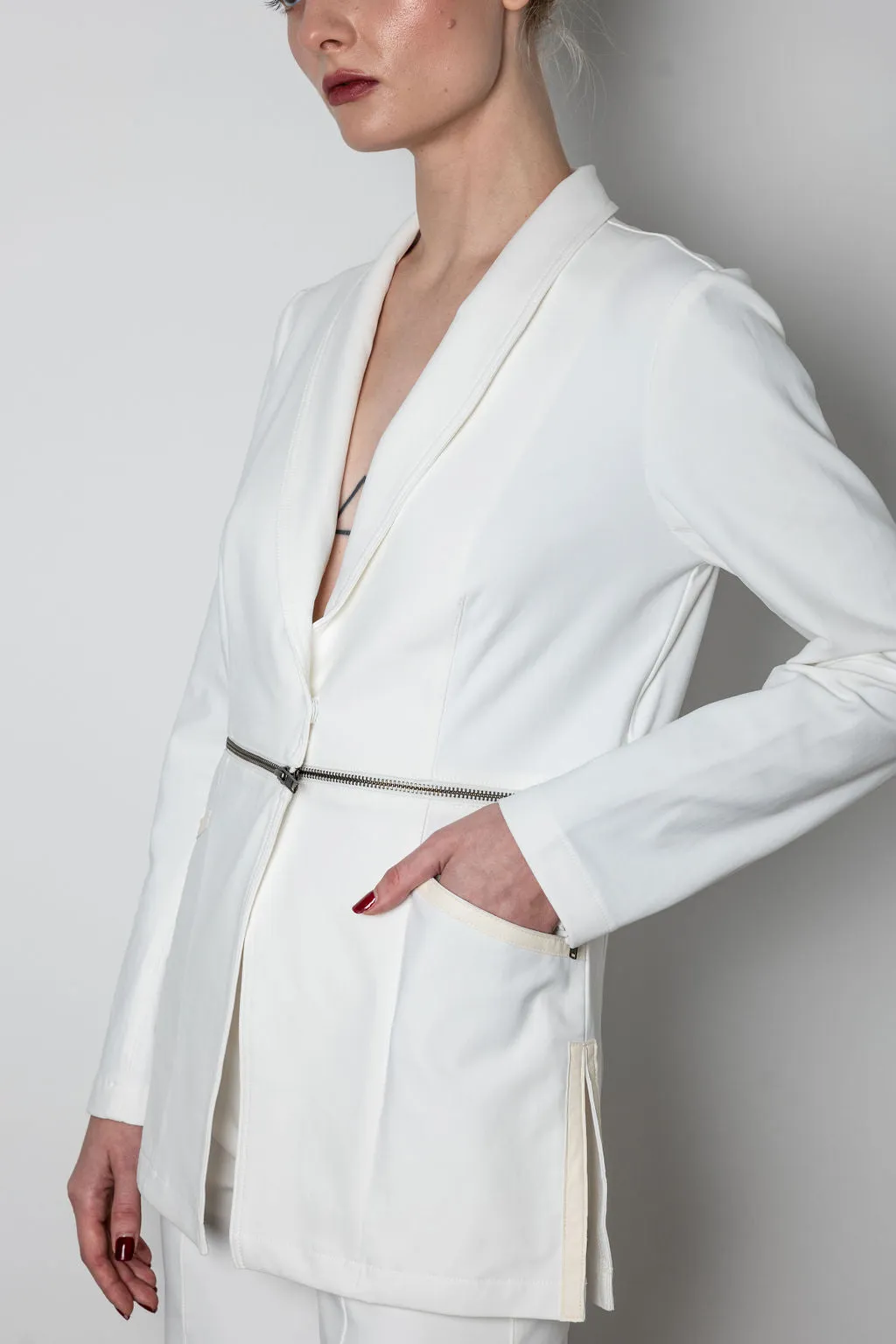 Tech Stretch Shawl Collar Zip Off Blazer - THUNDRA