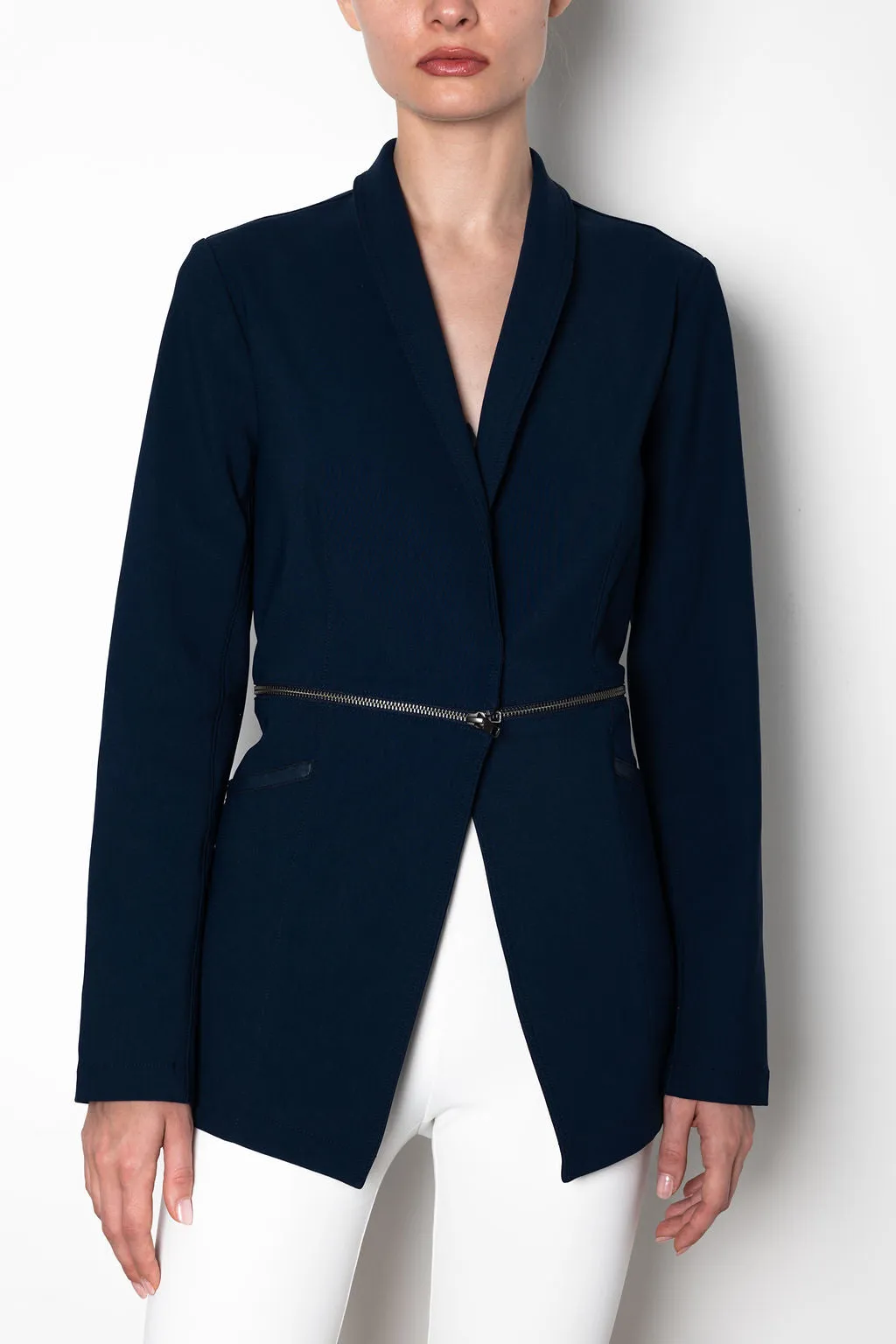 Tech Stretch Shawl Collar Zip Off Blazer - THUNDRA