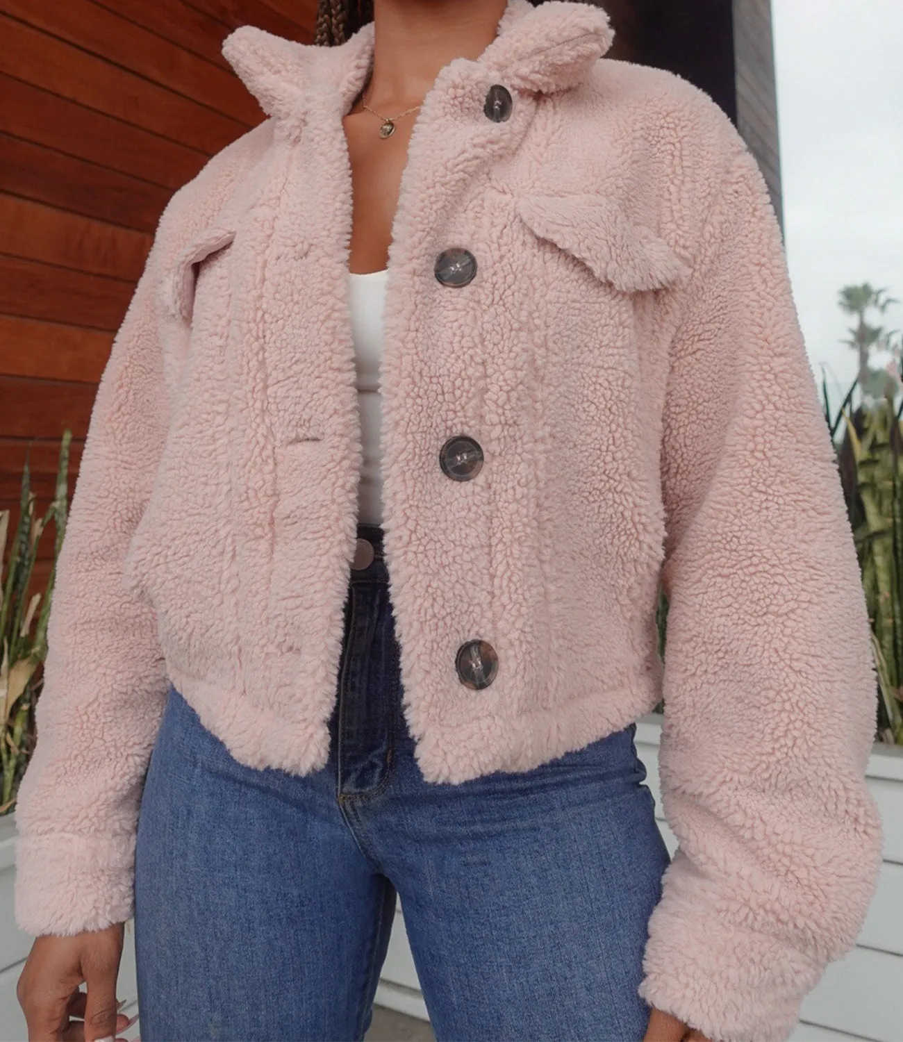 Teddy Bear Jacket(Light Pink)