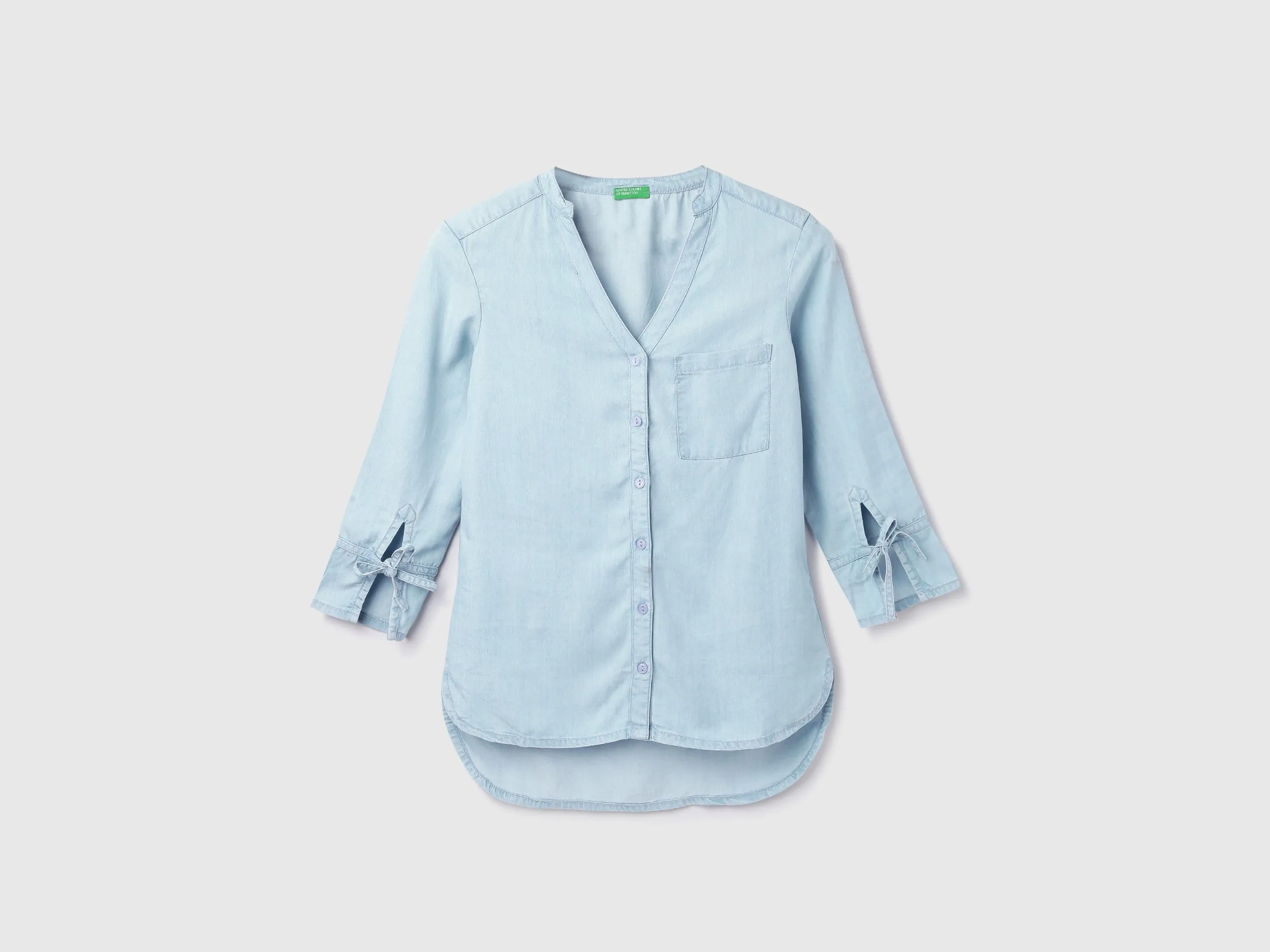 Tencel Solid V-Neck Women Tops