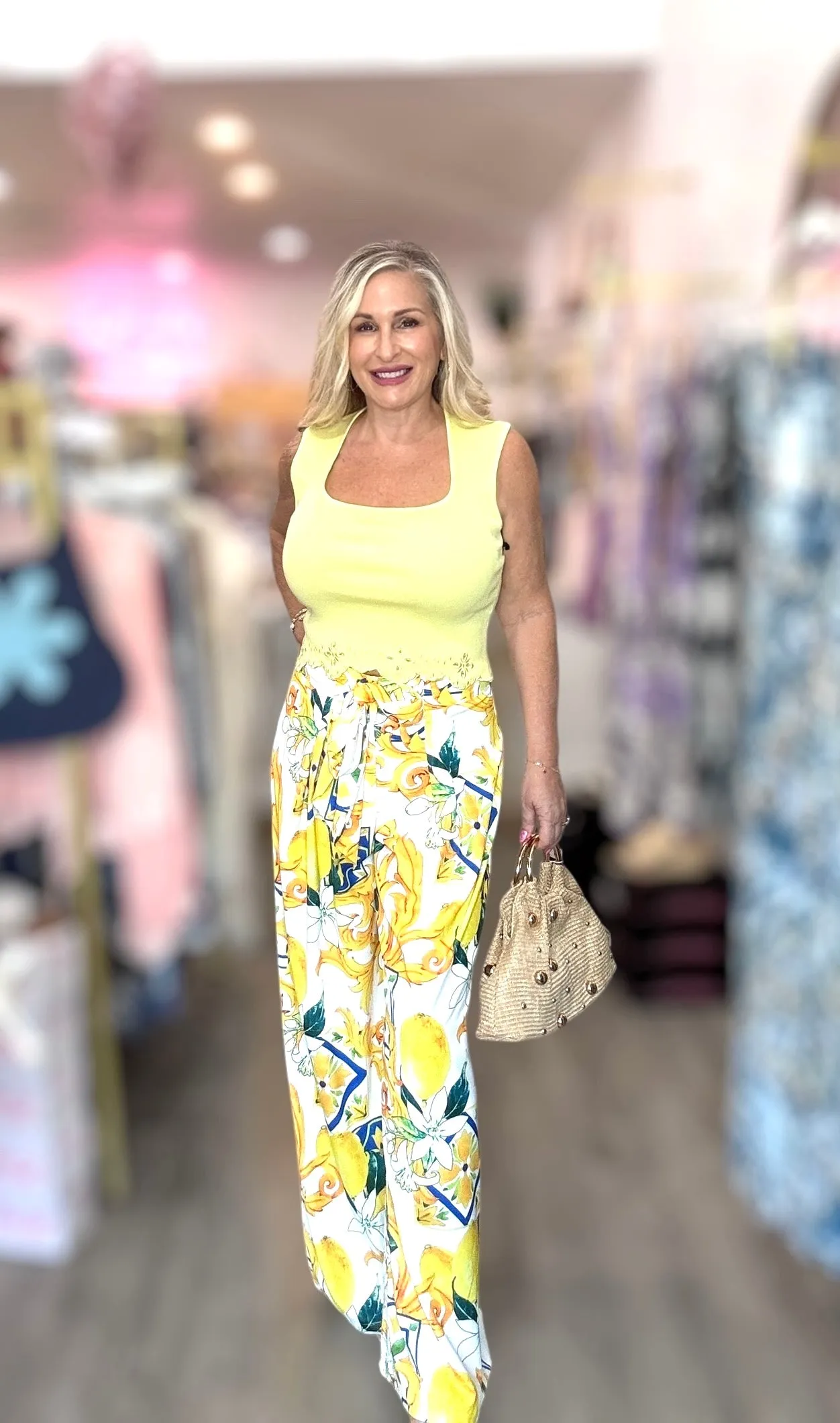 The Lemon Printed Tie Pants