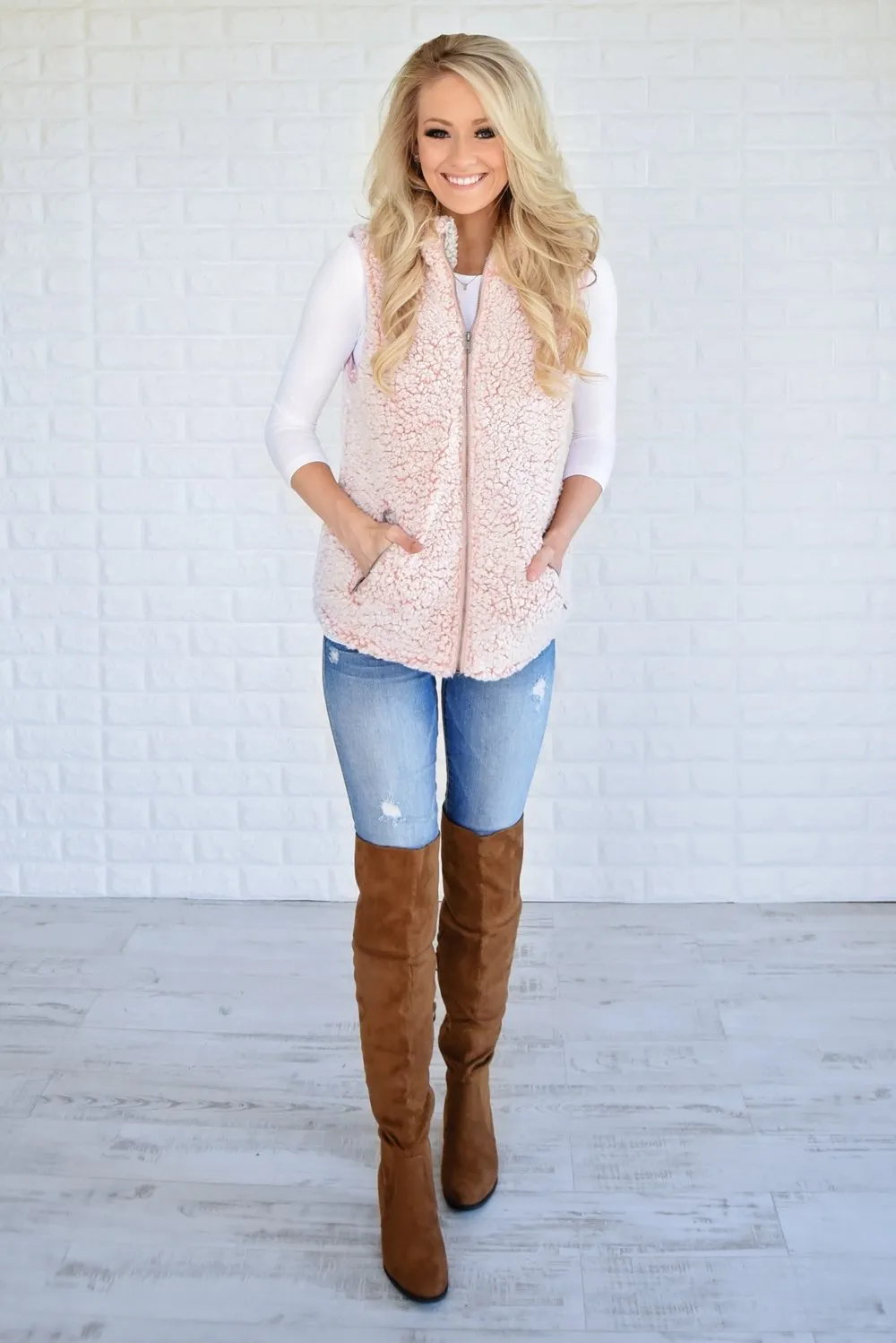 The Ultimate Sherpa Vest ~ Light Pink