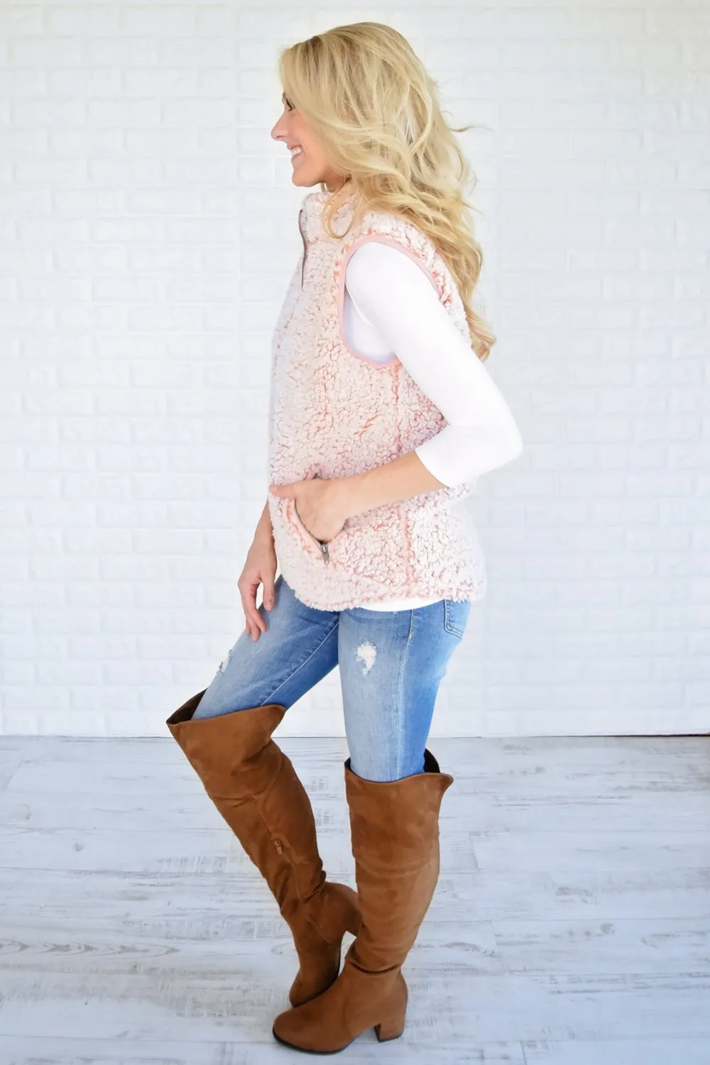 The Ultimate Sherpa Vest ~ Light Pink