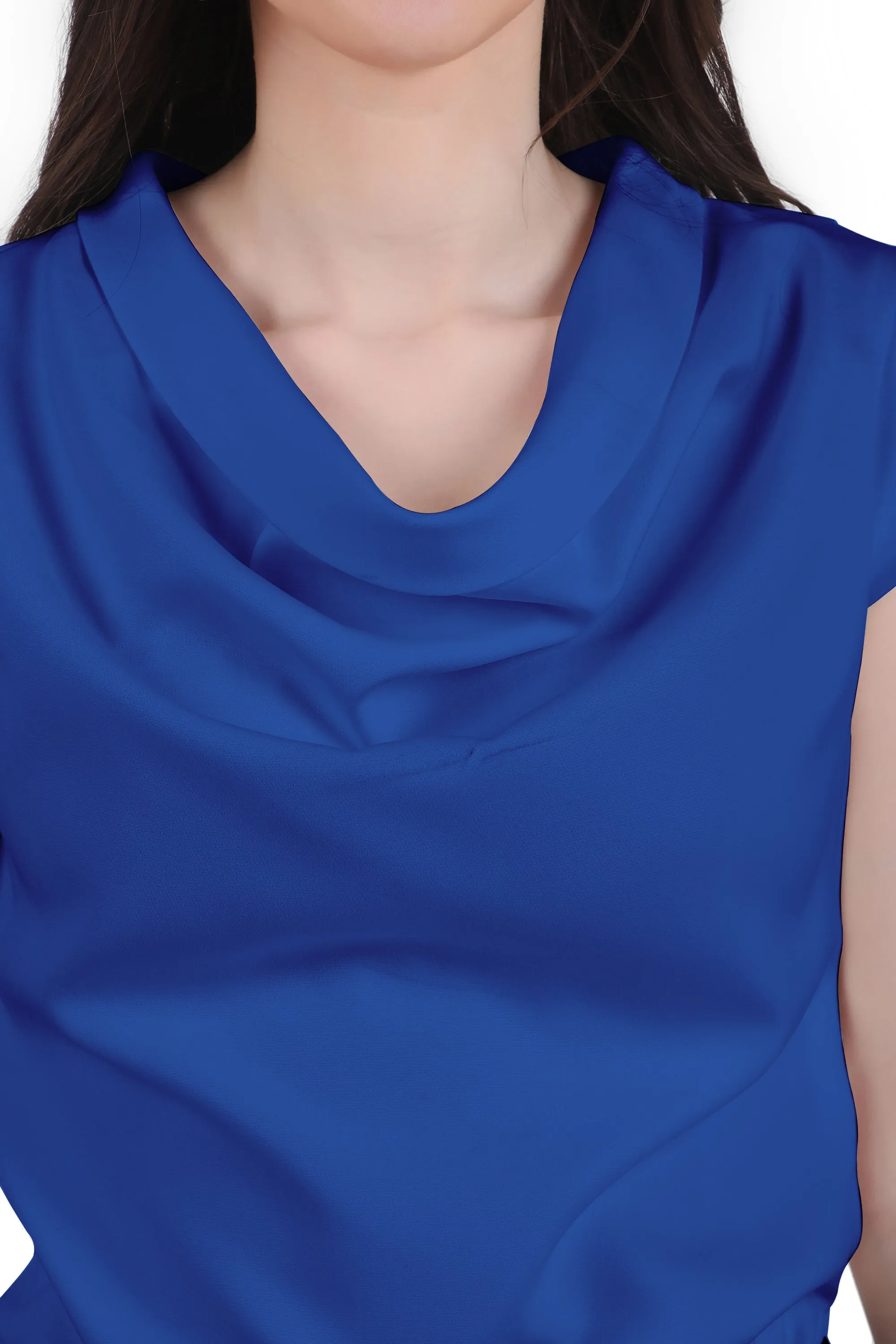 Timeless Draped Neck Top, Blue