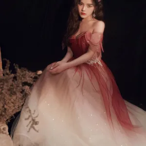 Tube top one-word shoulder evening dress women's  new toasting dress bride fairy temperament atmospheric thin banquet dress skirt