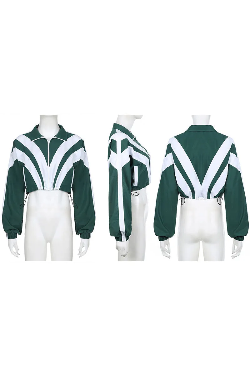 UJ672 Crop Jacket Top and Pants Set