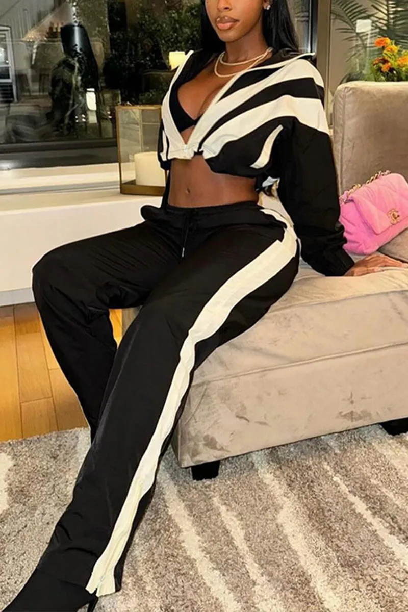 UJ672 Crop Jacket Top and Pants Set