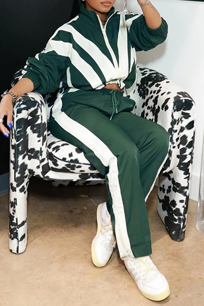UJ672 Crop Jacket Top and Pants Set