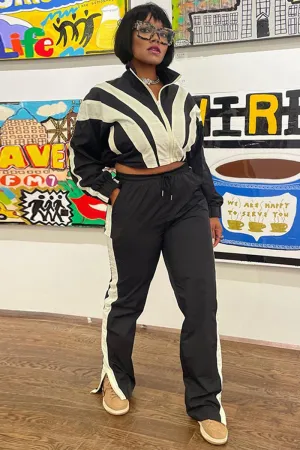 UJ672 Crop Jacket Top and Pants Set