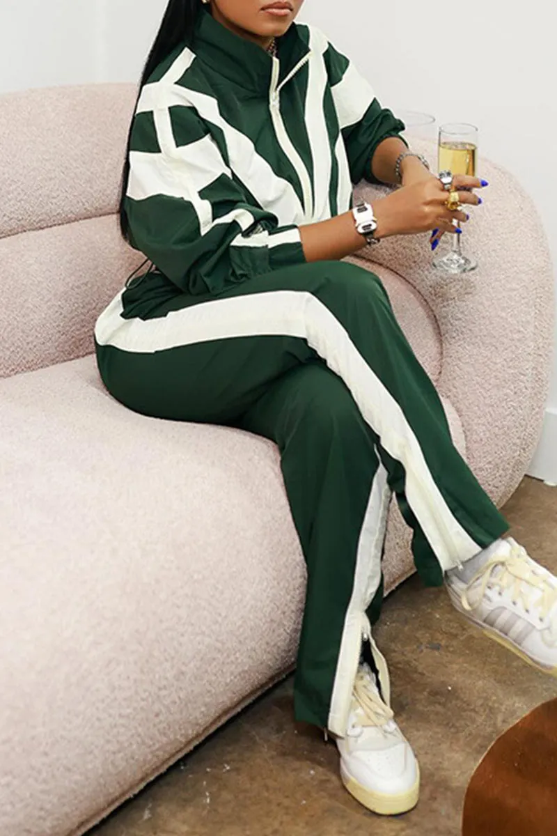 UJ672 Crop Jacket Top and Pants Set