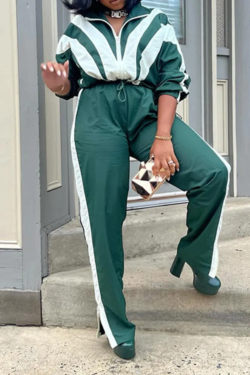 UJ672 Crop Jacket Top and Pants Set