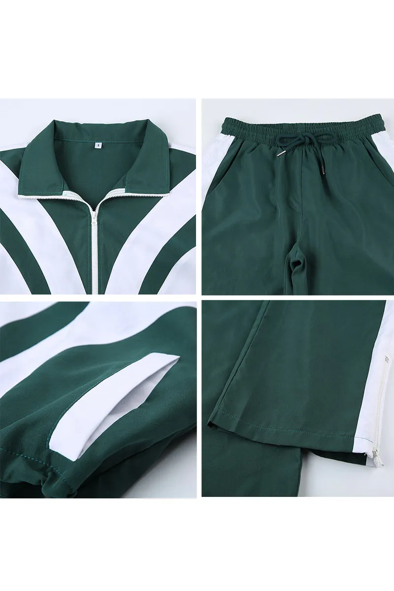 UJ672 Crop Jacket Top and Pants Set