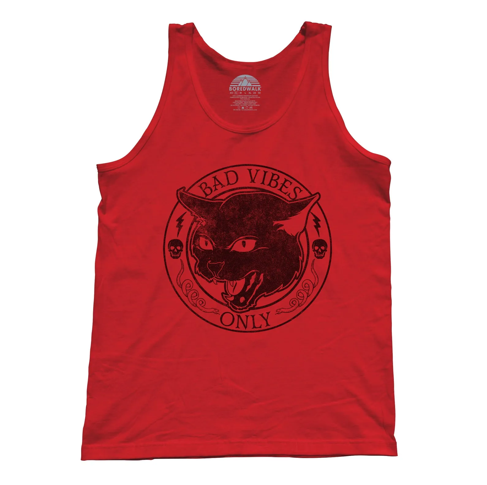 Unisex Bad Vibes Only Tank Top - Goth Shirt - Black Cat Shirt