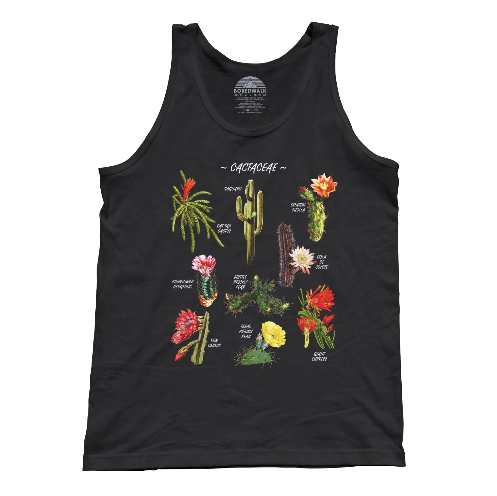 Unisex Cactus Botanical Chart Tank Top