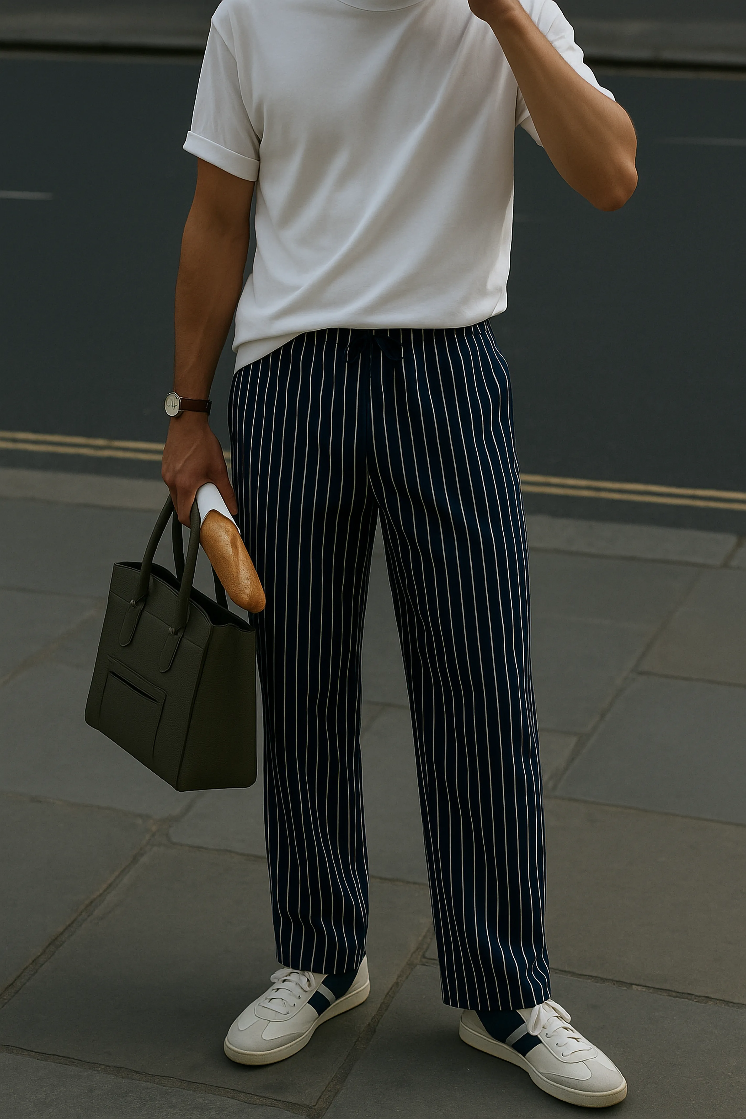 UNISEX STRIPED PANTS - NAVY BLUE
