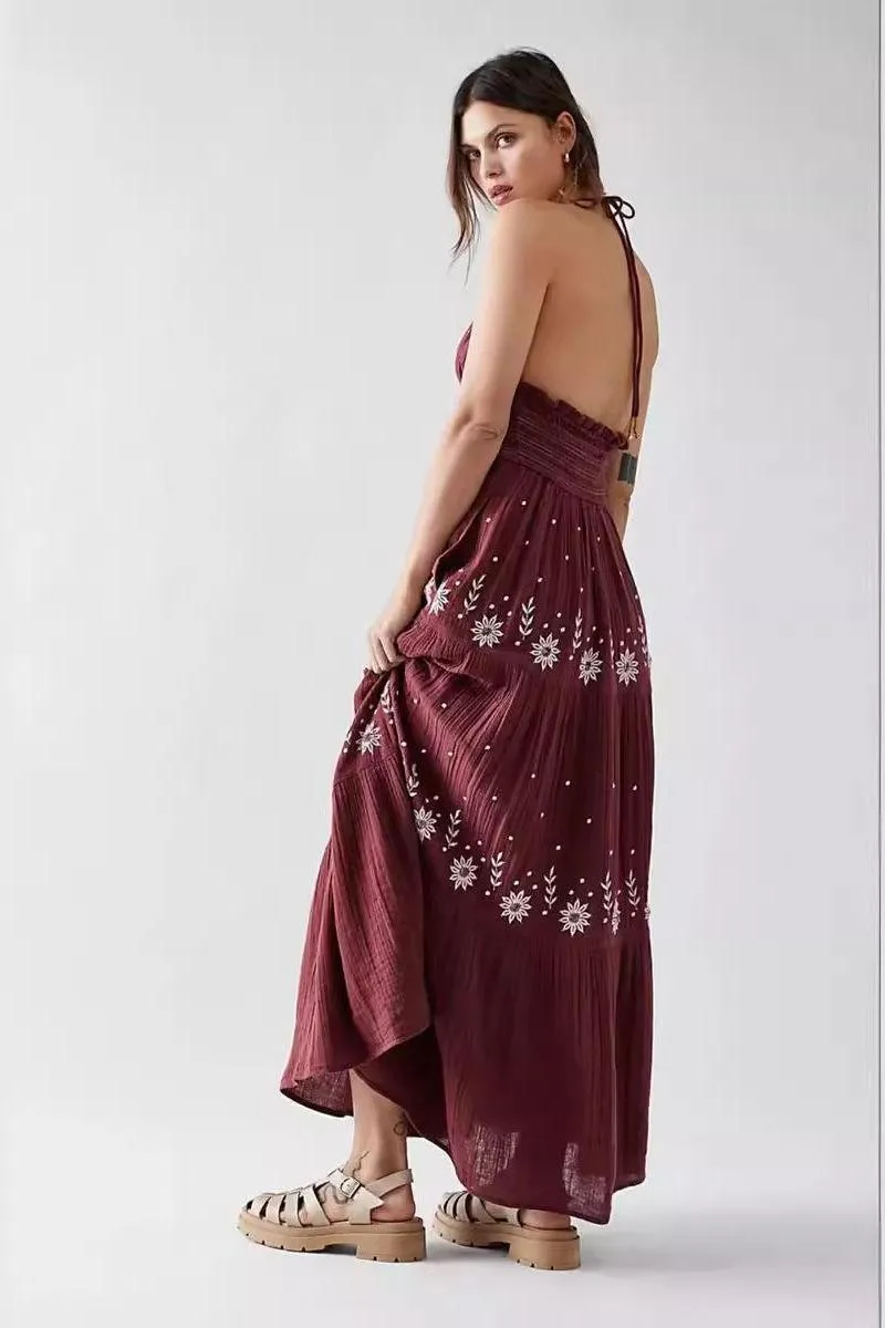 V-Neck Sleeveless Backless summer Maxi Dress