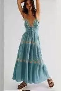 V-Neck Sleeveless Backless summer Maxi Dress