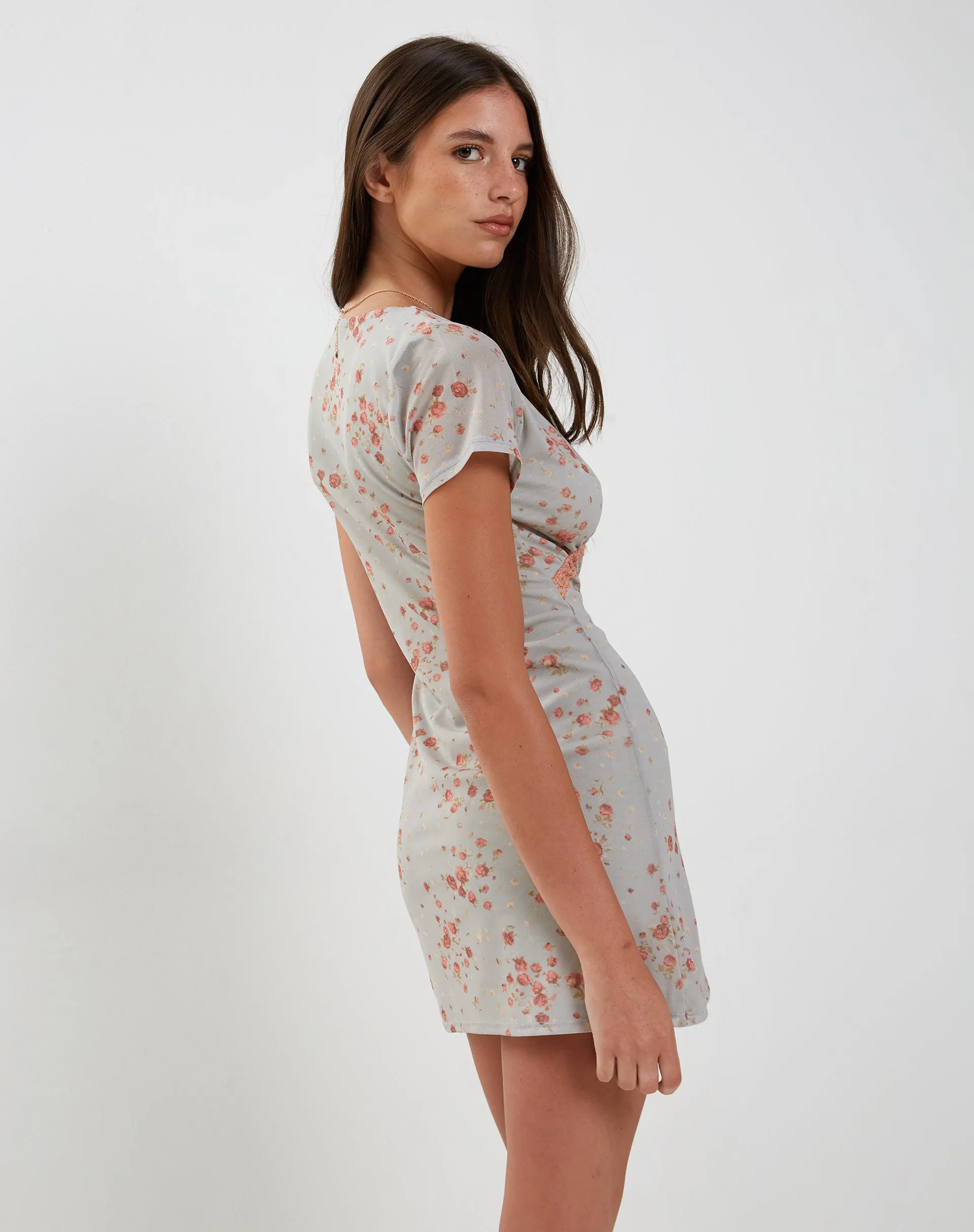 Vania Mini Dress in Ditsy Rose Cluster